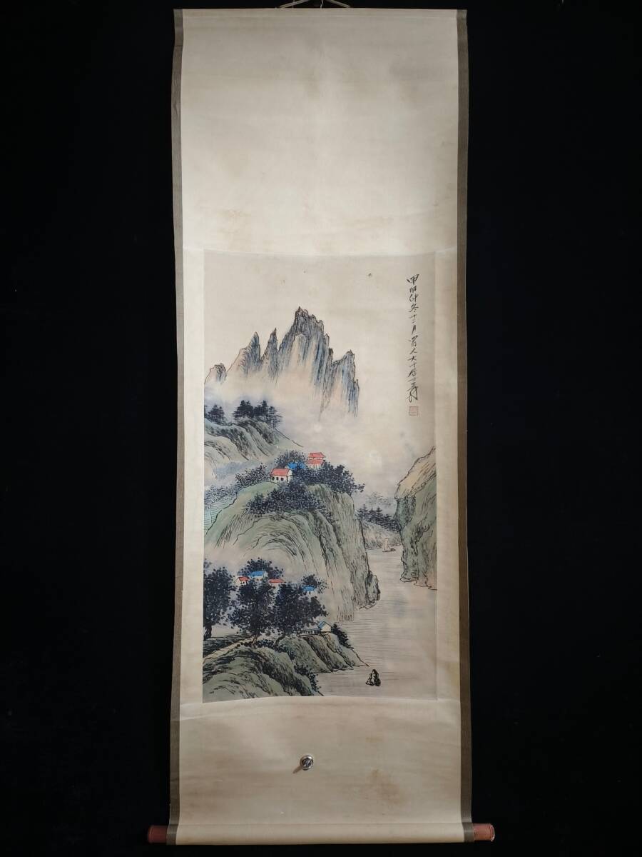 秘藏 近現代 張大千 中國國畫家 手描き 山水畫 古美術 古美味 GP0331_画像1