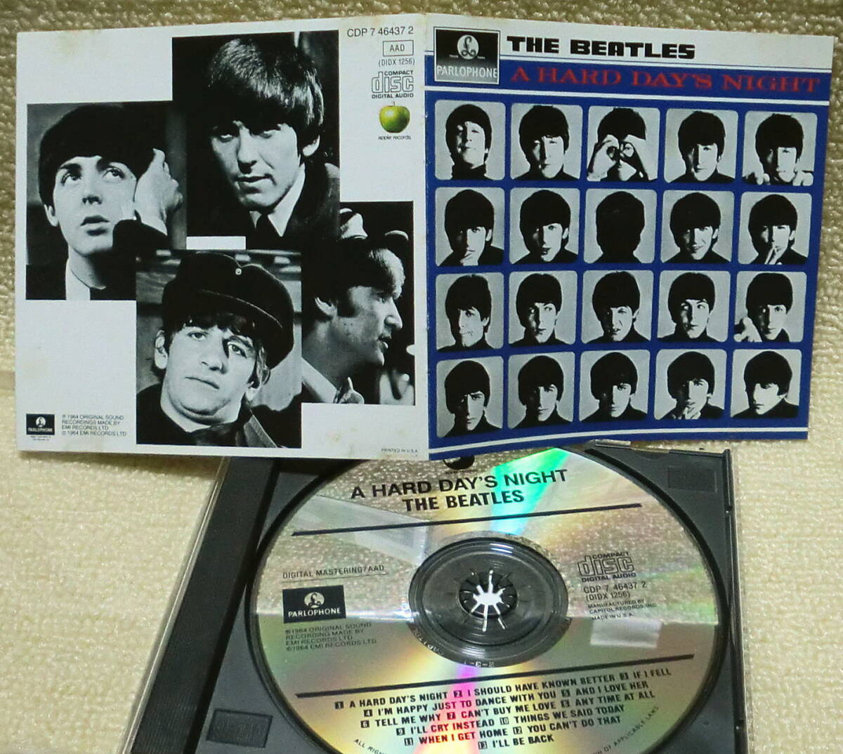 即決！【2点で送料無料】CD ビートルズ Beatles A Hard Day's Night 初期US盤 リマスター前のモノラル音源 パッケージ類にリンゴマークあり_画像1