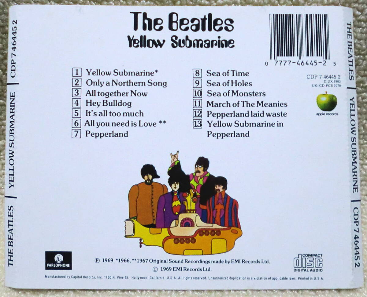 即決！【2点で送料無料】CD ビートルズ Beatles Yellow Submarine 初期US盤 リマスター前音源 リンゴマークあり 表紙にコピーライト表記の画像2