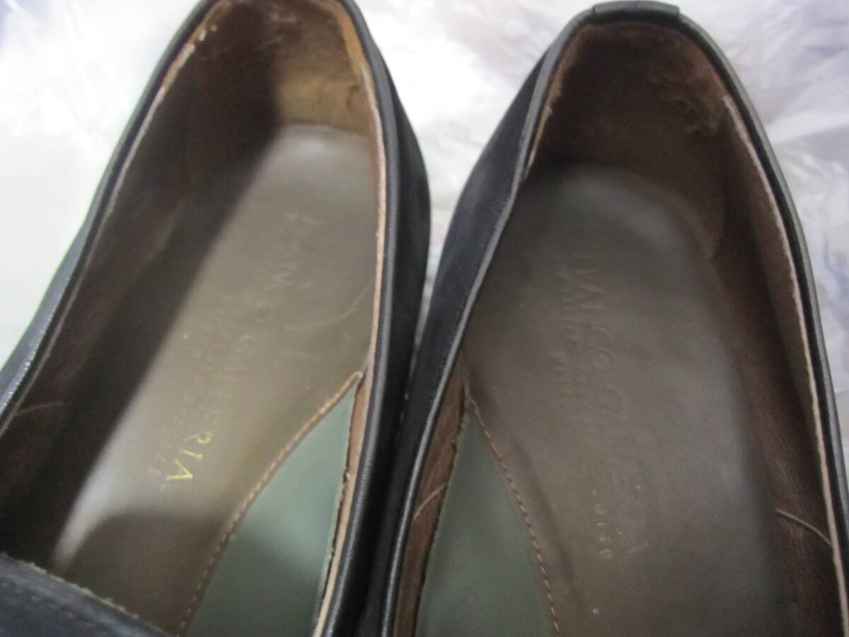 FRANCO GALLERIA フランコギャレリア メンズ 24.5 EEE 幅広 タッセル ウイングチップ ローファー シューズ 靴 革靴 黒 管理Ｈ