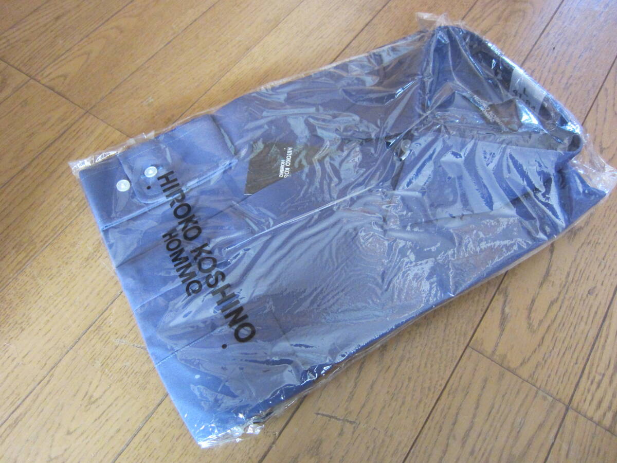 新品 HIROKO KOSHINO HOMME ヒロココシノ オム メンズ L 長袖 シャツ ワイシャツ ドレスシャツ 紺っぽいパープル系 タ1102