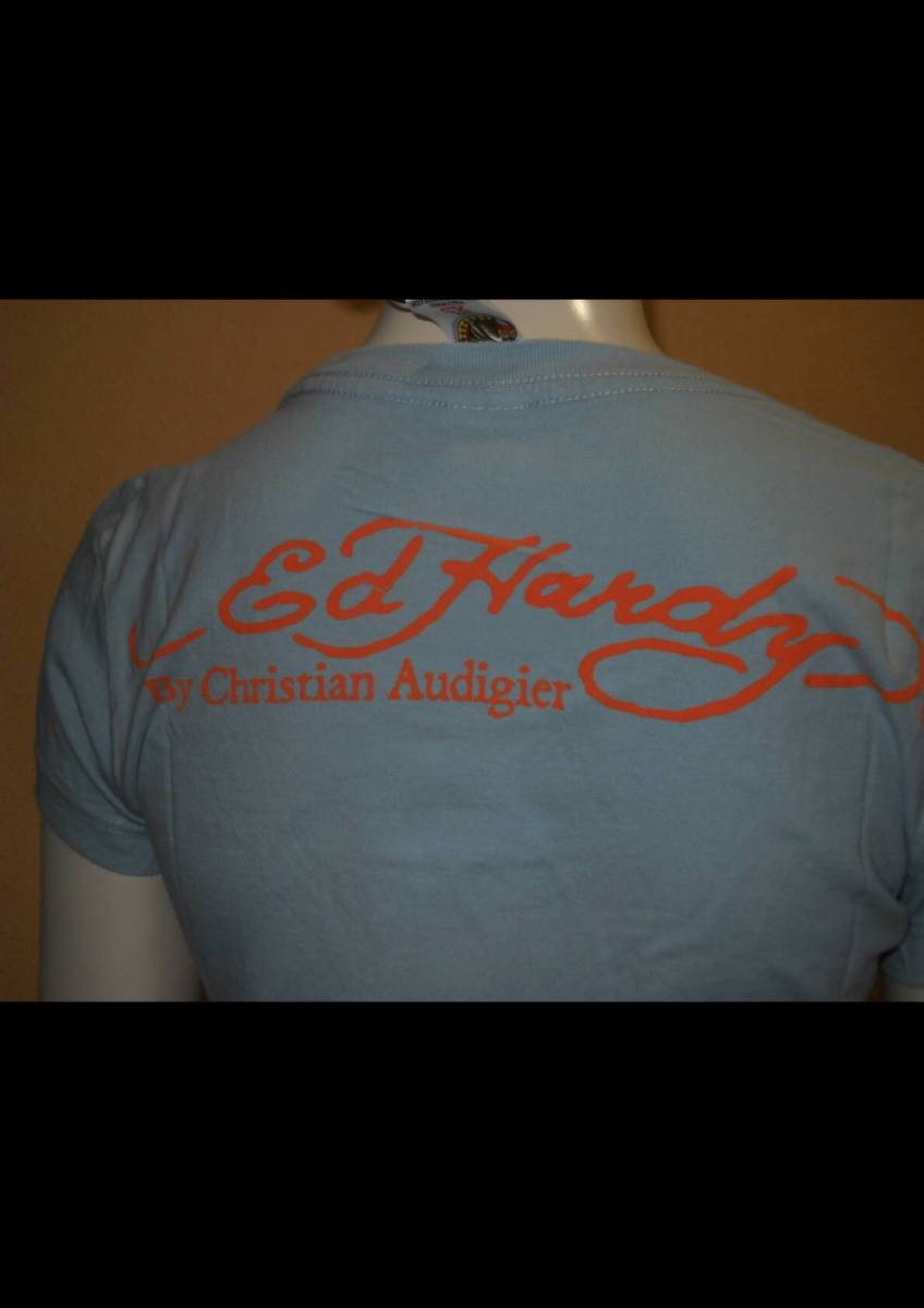 新品 デッドストック Ed Hardy ラインストーン Tシャツ チュニックワンピース レディース XS エドハーディー メ5099_画像4