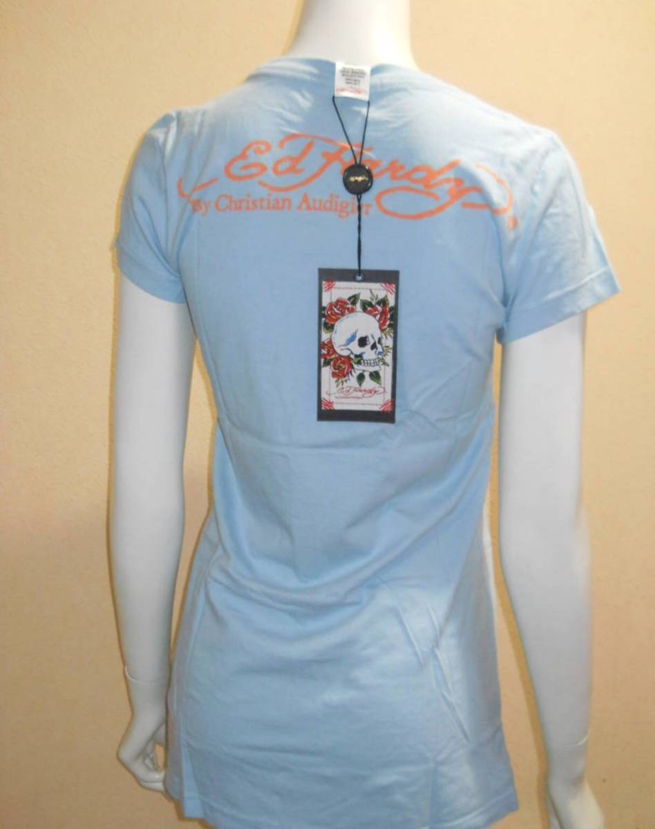 新品 デッドストック Ed Hardy ラインストーン Tシャツ チュニックワンピース レディース XS エドハーディー メ5099_画像3