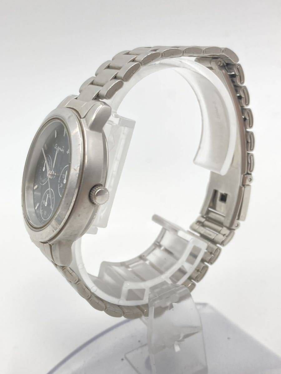 超美品　agnes b. アニエスベー　ブランド　シルバー　腕時計　小物　クロノグラフ　ステンレス　V33J-0010 メンズ　レディース　GD02_画像3