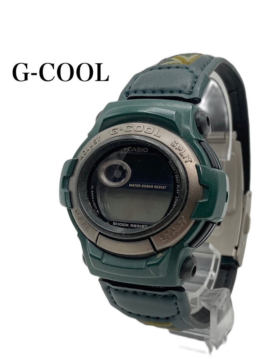 超美品　G-COOL CASIO ブランド　グリーン　腕時計　小物　20BAR SHOCK RESIST レザー　ステンレス　GT-003M メンズ　ジャンク　GD05_画像1