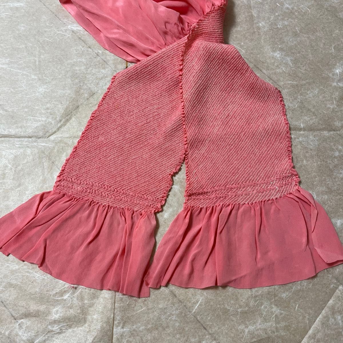 《未使用》  和装小物 帯揚げ　絹　絞り中抜き　ピンク