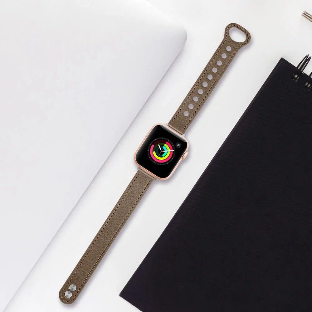 Apple watch アップルウォッチ用 バンド ベルト スリムス 皮 レザー 38 40 41mm対応 モカ ダークブラウン