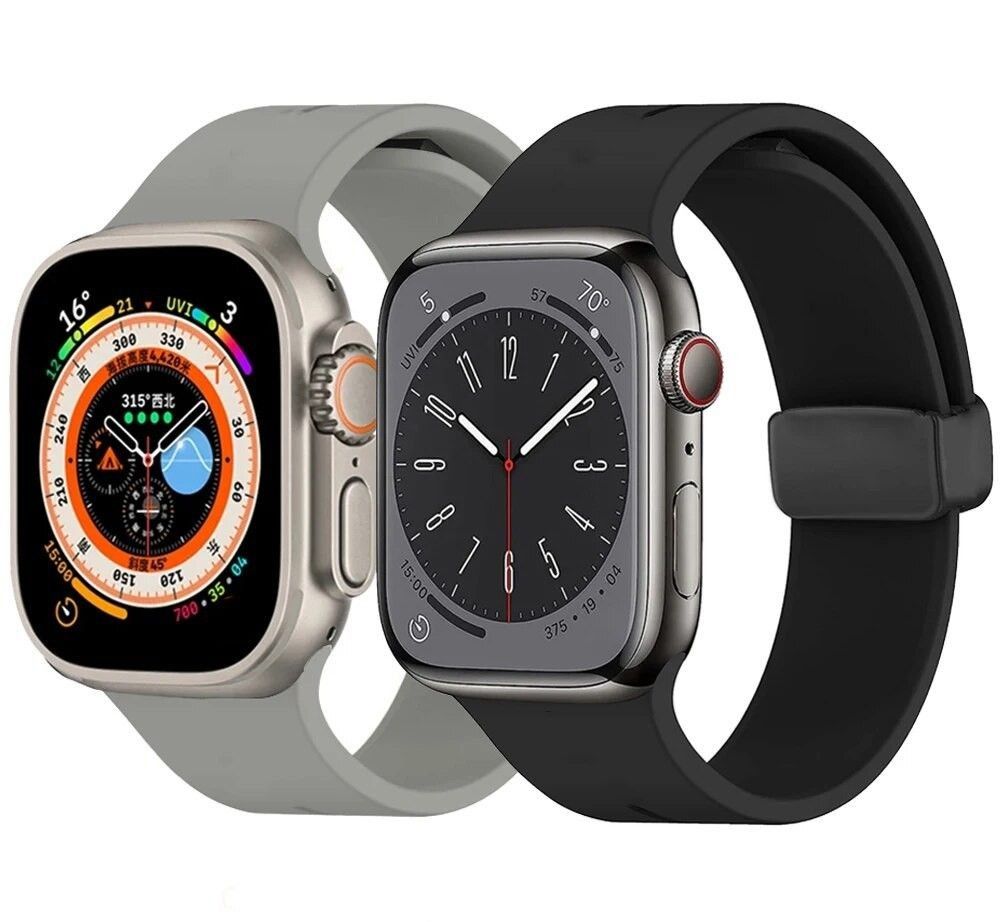 Applewatch アップルウォッチ バンド ベルト 新品 シリコン 磁気マグネット式 38 40 41mm対応 グレー