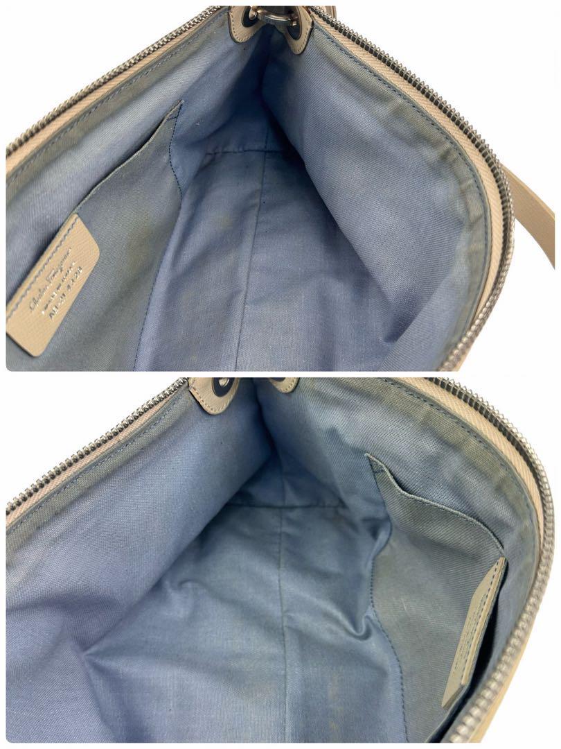 Salvatore Ferragamo フェラガモ ガンチーニ ナイロンレザー トートバッグ ワンショルダー ベージュ AB-214328 tote bag Shoulder bag