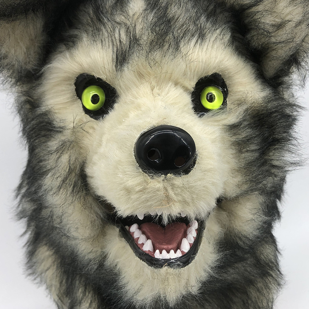 アニマルムービングマスク 口が連動して動く 動物 アニマルマスク オオカミ 狼 超リアル ウルフ wolf マスク ハロウィン コスプレの画像1