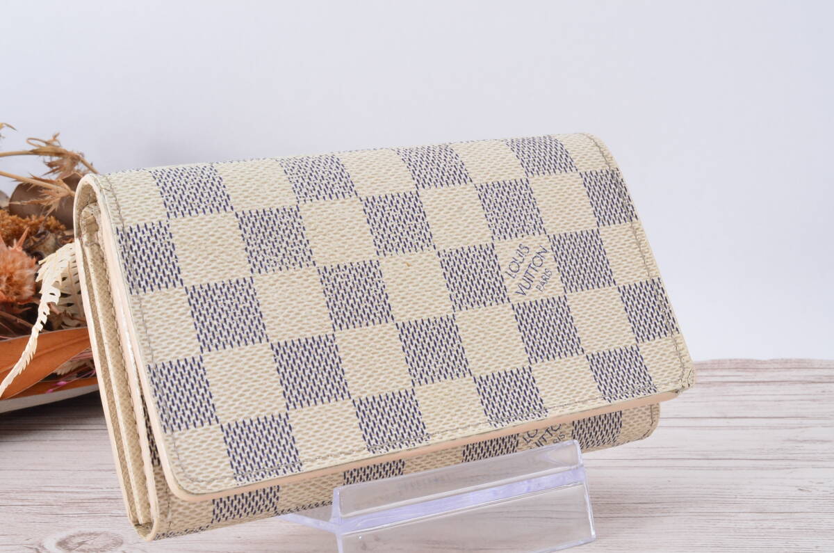 1円スタート ダミエ アズール ポルトフォイユ トレゾール N61744 ルイ ヴィトン LOUIS VUITTON 財布 コンパクト財布_画像1