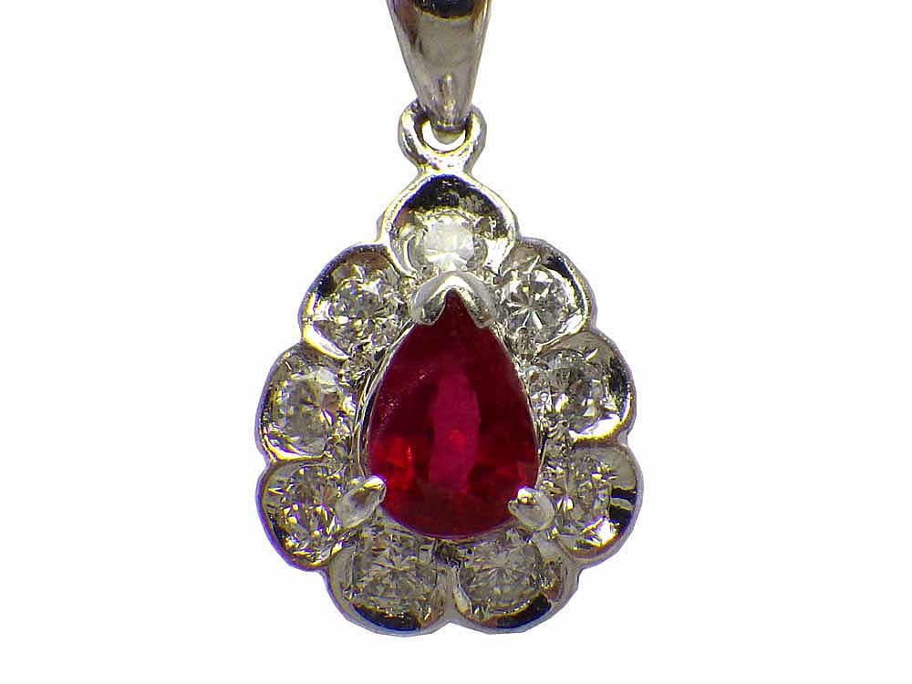 ルビー ダイヤモンドネックレス Pt900/850 6.8g 41cm　Jewelry Ruby0.95ct Dia0.41ct Necklace