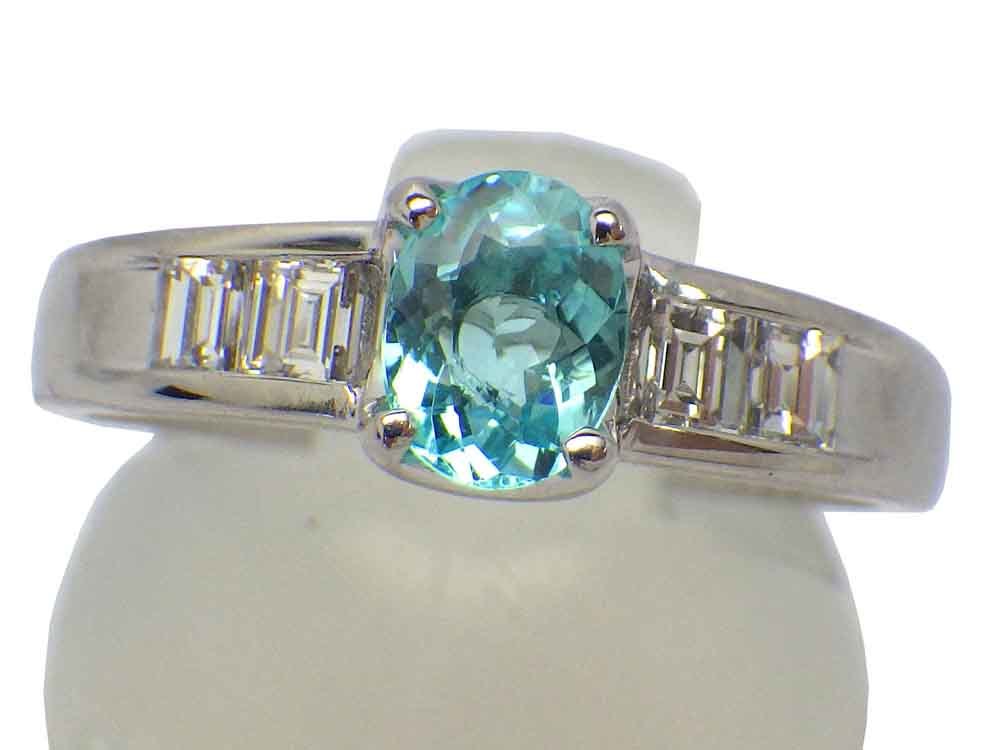 最新人気 パライバトルマリン ダイヤモンドリング Pt900 4.8g 15号 GIA鑑別書付き Paraiba Tourmaline0.521ct Dia0.38ct Ring トルマリン