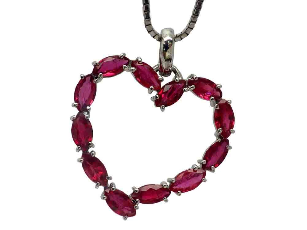 スケールモデル 新作 ルビー ハート型ネックレス K18WG 8.2g 50cm 鑑別書付き Jewelry Ruby3.02ct Necklace ルビー