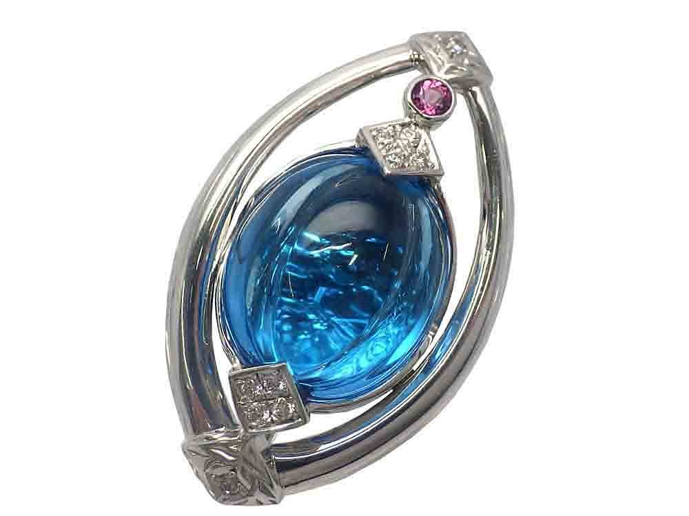 人気ブランドからコーディネートを探す ブルートパーズ ダイヤモンドトップ Top Dia0.17ct BlueTopaz22.00ct 16.8g Jewelry K18WG トパーズ