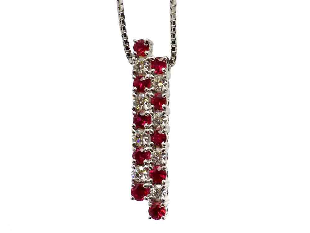 グランドセール タサキ【TASAKI】750(WG)ルビー 45cm 4.3g ネックレス ダイヤ0.25ct ネックレス、ペンダント、チョーカー