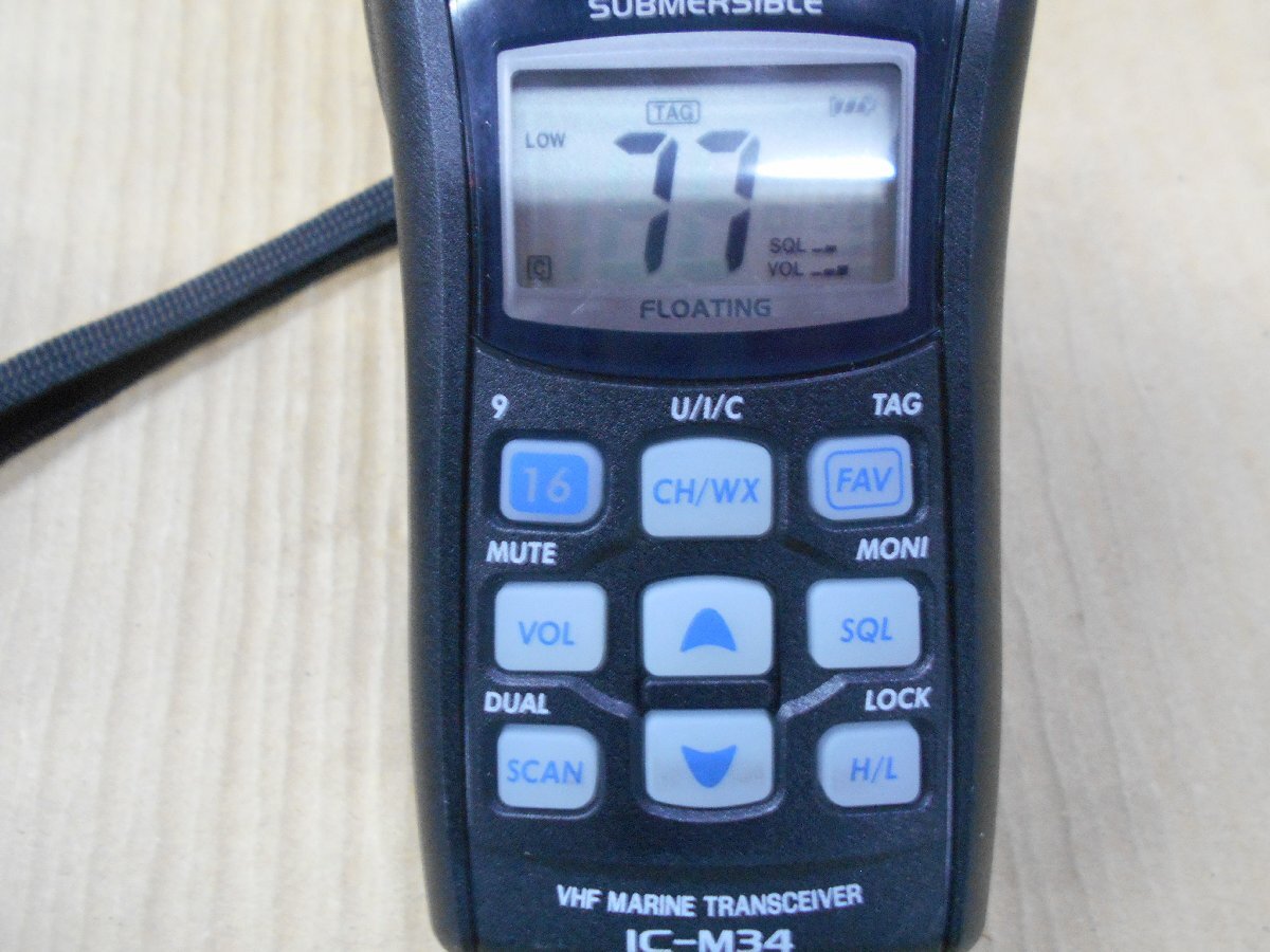 26-156 iCOM アイコム㈱ 無線 VHF マリントランシーバー IC-M34 デスクトップチャージャー（BC-173）＆充電器（BC-145L） 中古品