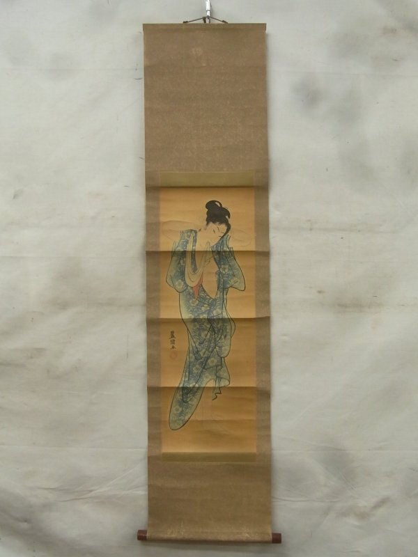E2510 歌川豊国 美人画 木版画 掛軸 浮世絵_画像1