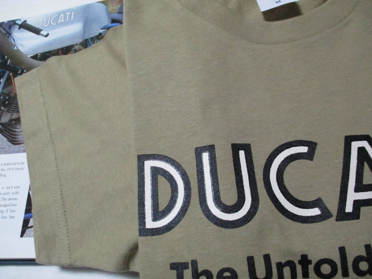 【DUCATI ビンテージロゴ 半袖Tシャツ】希少 ◎●サンドカーキ 半袖Tシャツ 新品 M寸 L寸　検/ドカティ デスモ _画像2