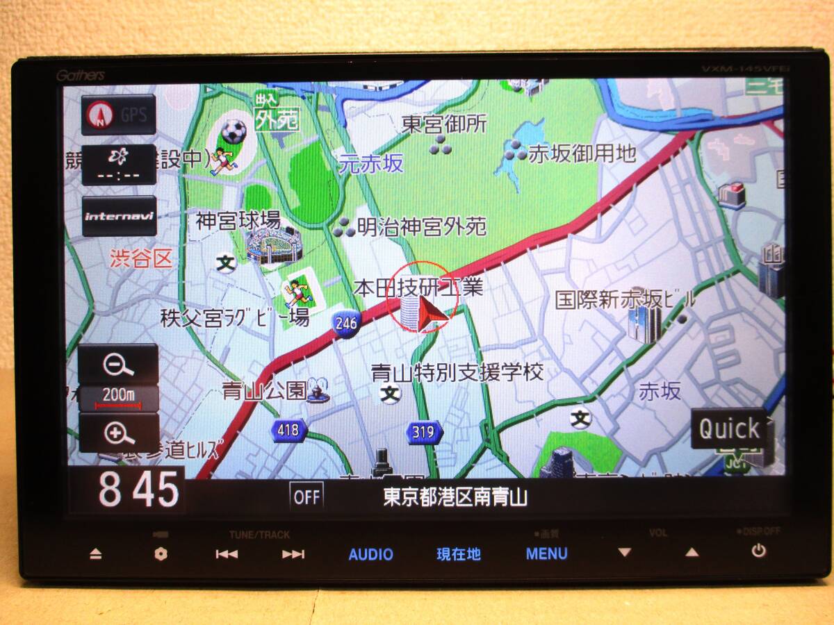 地図2016年 ホンダ 純正ナビ Gathers VXM-145VFEi 8インチ インターナビ ギャザズ 地デジフルセグTV/SD/CD/DVD/Bluetoothオーディオの画像1