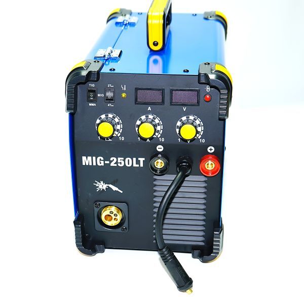  high-spec! combined multi inverter type semi-automatic welding machine MIG-250LT blue!MIG MAG TIG MMA single phase 100V/200V for iron stain aluminium MIG250LT MIG250