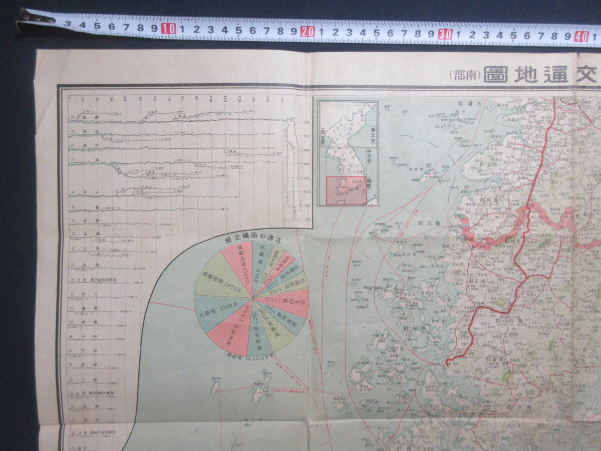 8)古地図『実測最新 朝鮮交通 大正１２年 １/６５０，０００ 約７６×５４ｃｍ 』 の画像2