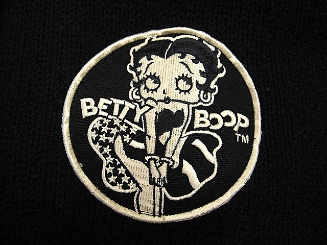 Betty-Boop ベティブープ XL カウチン ニット ジャケット 黒 ブラック ジップアップ カーディガン_画像5