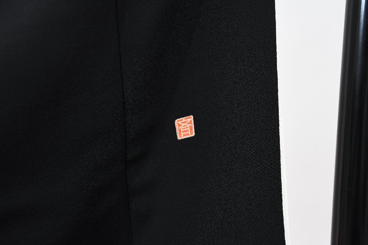黒留袖 結婚式 祇園祭り 縁起 五つ紋 家紋 身丈150cm 裄丈64cm ★着物 e-879_画像6