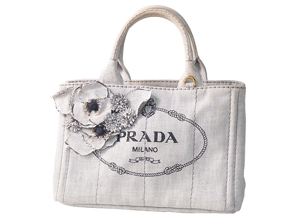 ◆ミウラ◆プラダ PRADA カナパ 2WAY トートバッグ 1BG439 グレー_画像1