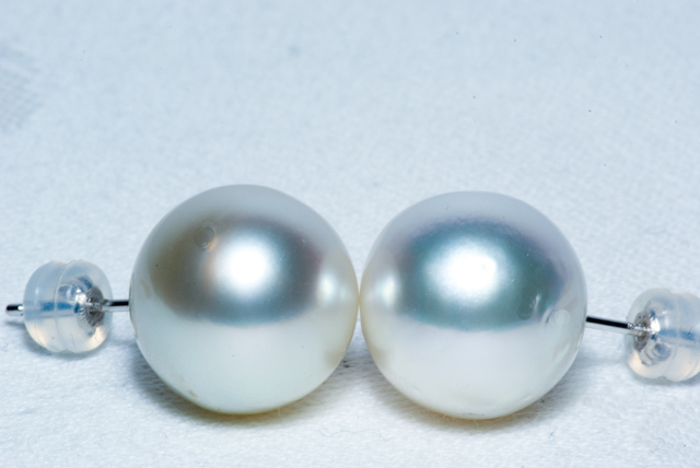 *[ Aurora Phoenix judgement document attaching ] extra-large south . White Butterfly pearl 13.3mmK14WG earrings 230715-4335