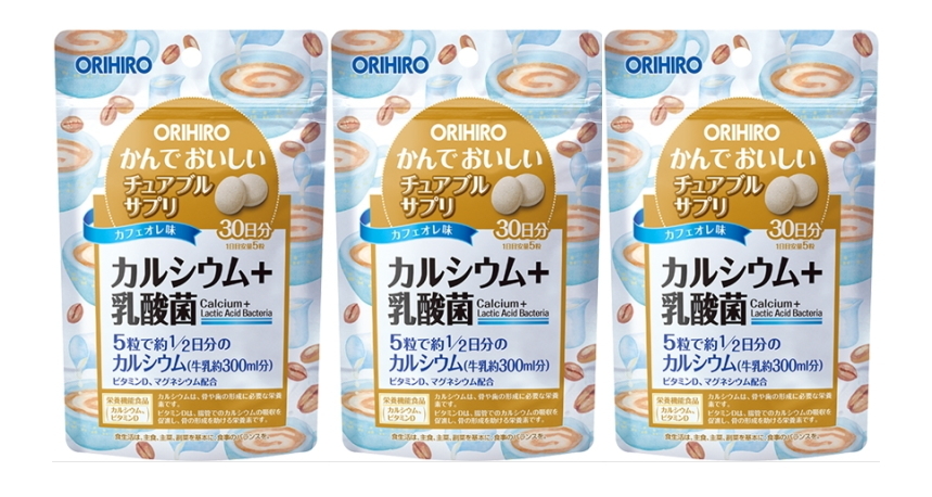 【送料無料】 かんでおいしいチュアブルサプリ　カルシウム 150粒（30日分）×3個セット オリヒロ●_画像1