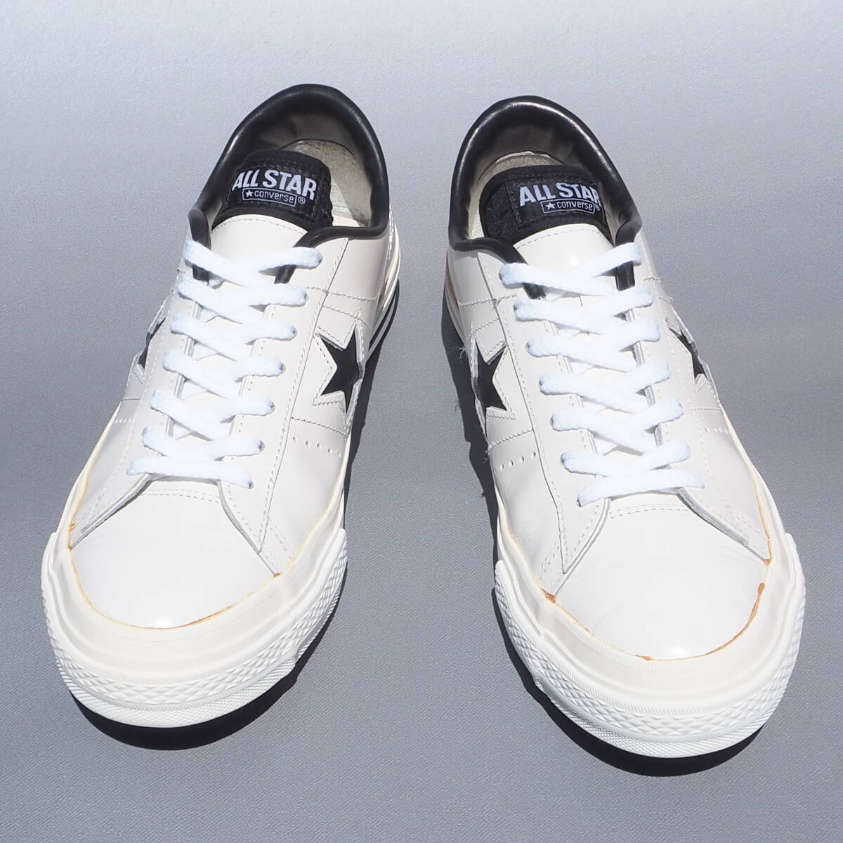 美品!! US 8 1/2 / 27cm 日本製 限定 converse ワンスター J 白ｘ黒 レザー MADE IN JAPAN ONE STARの画像3