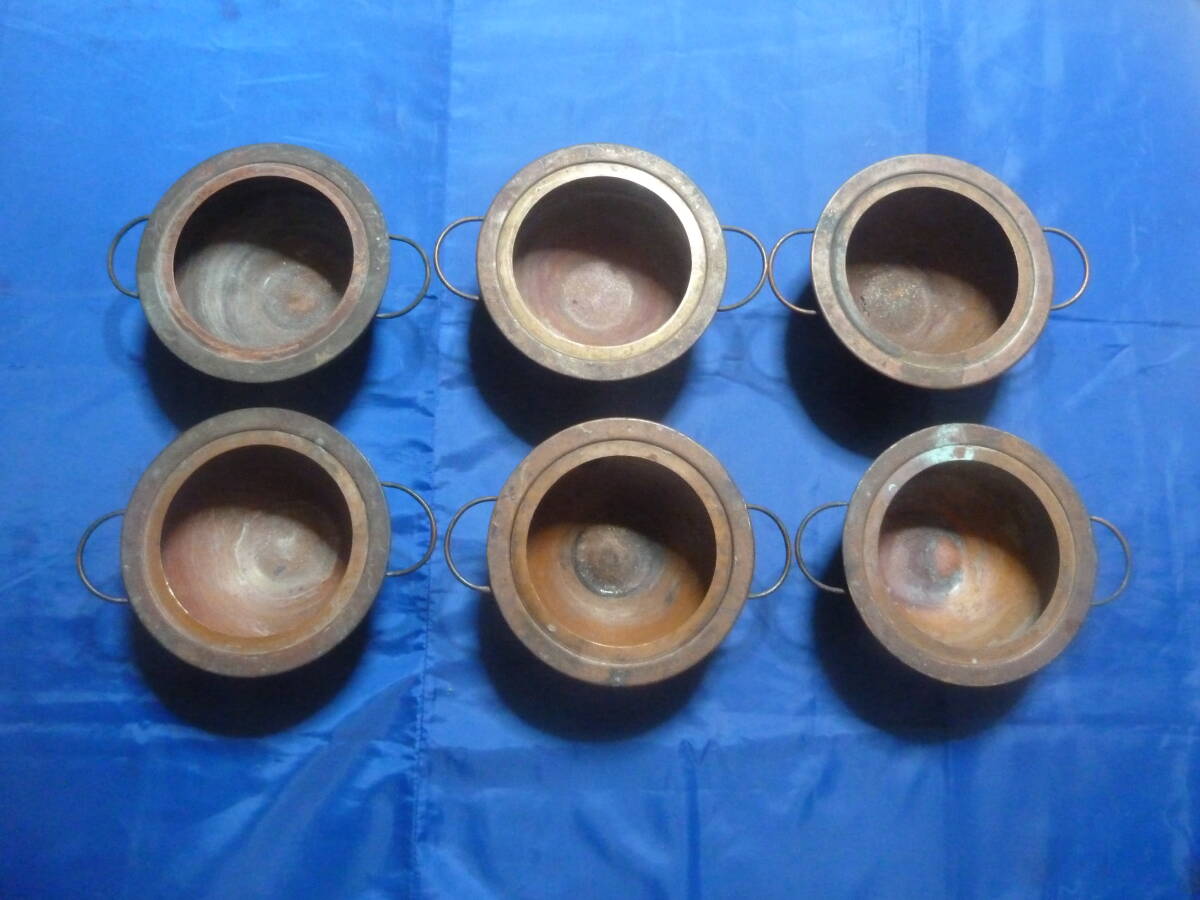 湯煎器　湯煎鍋　φ１８０㎜x80㎜　銅製　本体のみ（環状蓋無し）６個_画像1