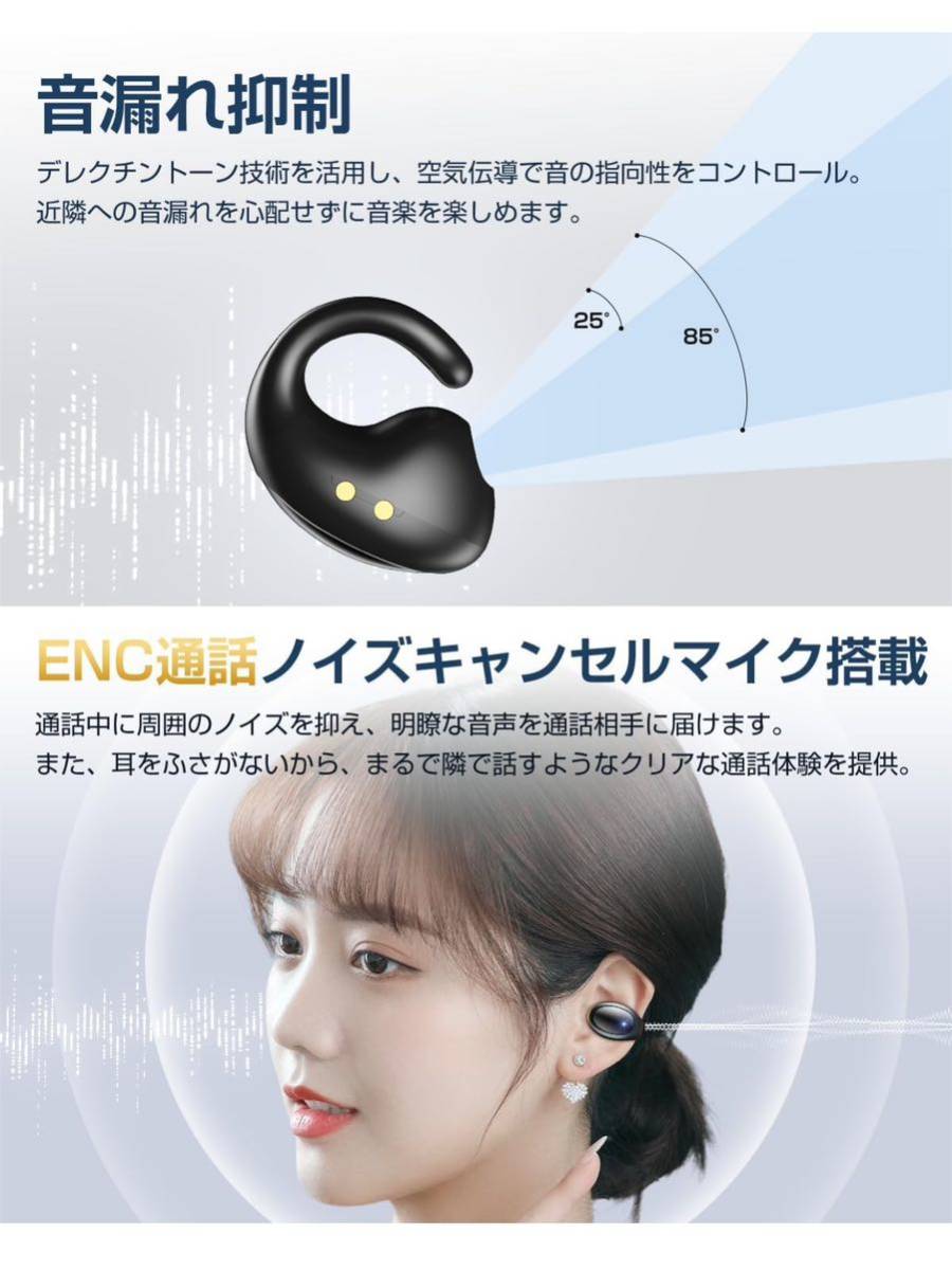 【開封のみ】Watrey★ ワイヤレスイヤホン Bluetoothイヤホン 空気伝導イヤホン イヤーカフ型イヤホン 業界初超軽量設計 の画像3