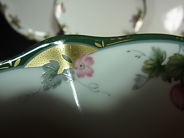 HOYAプレート皿金彩入果実図 4枚 幅23㎝高2.5㎝美品良好品_画像4