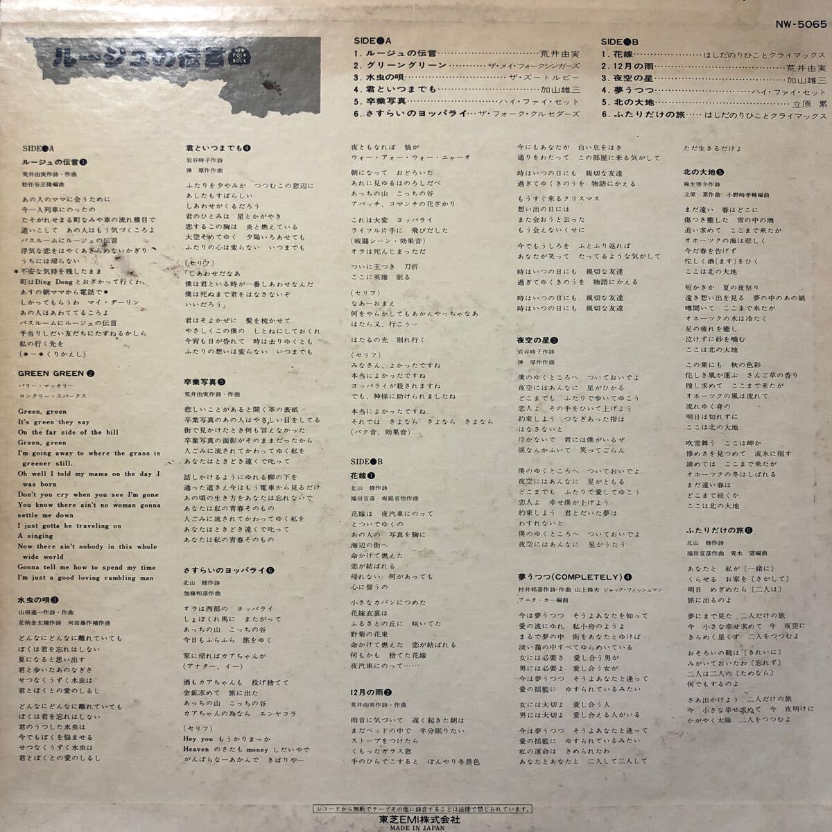 New Folk&Rock V.A. ルージュの伝言 荒井由実 加山雄三 ハイ・ファイ・セット LP レコード 5点以上_画像2
