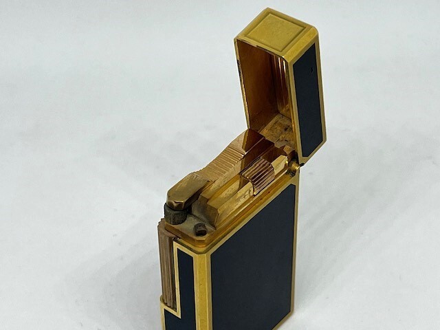 S.T.Dupont デュポン ガス ライター 都彰 ゴールド/ブラック（ネイビー） ライン1_画像4