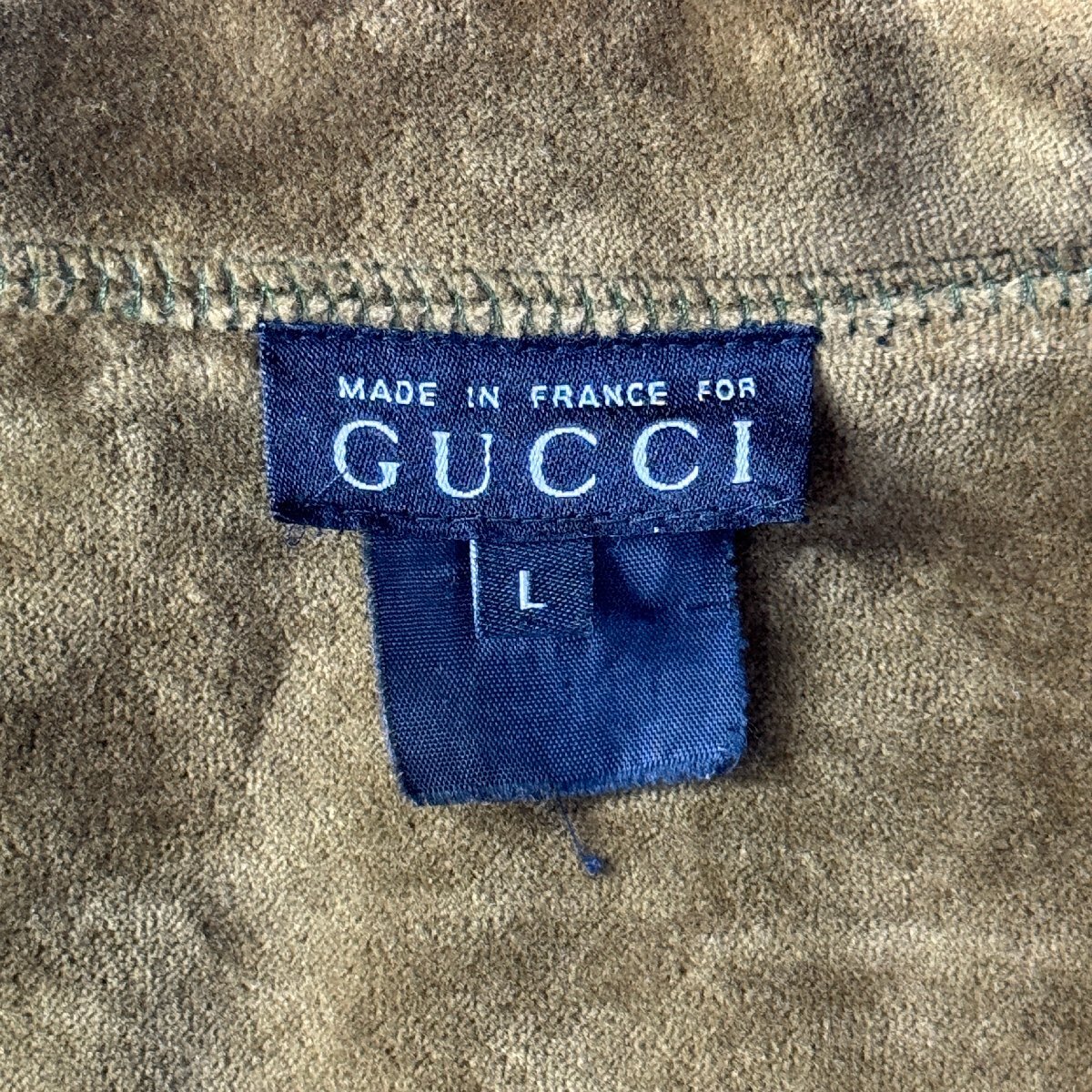 美品/Lサイズ★グッチ/GUCCI ソフト起毛 光沢素材 ベロアジャケット ブルゾン ベルベット 春アウター メンズ カーキ フランス製の画像8