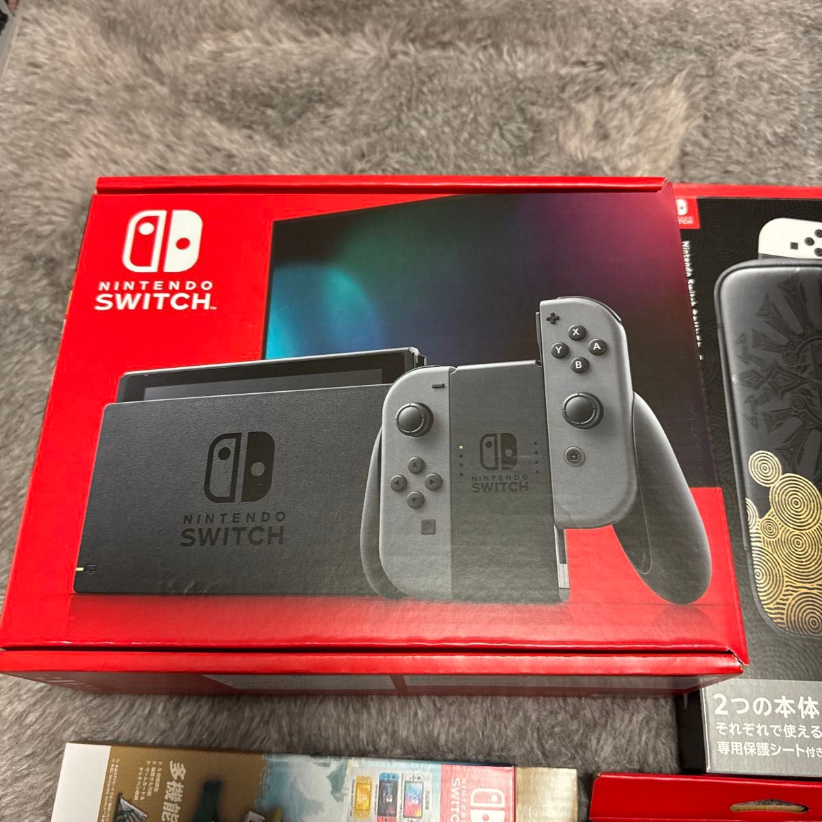 Nintendo Switch グレー 新モデル　未開封　ケース　スタンド　グリップ　セット