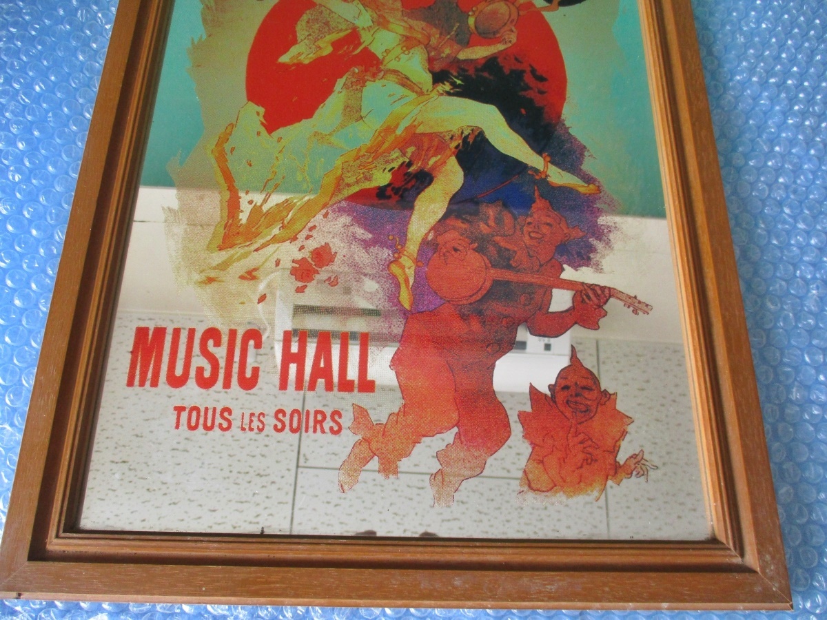 ミラー ELDORADO MUSIC HALL Tous LES SOIRS 49×34.5 当時物 昭和レトロ ビンテージ 壁掛け アンテーク コレクション_画像3