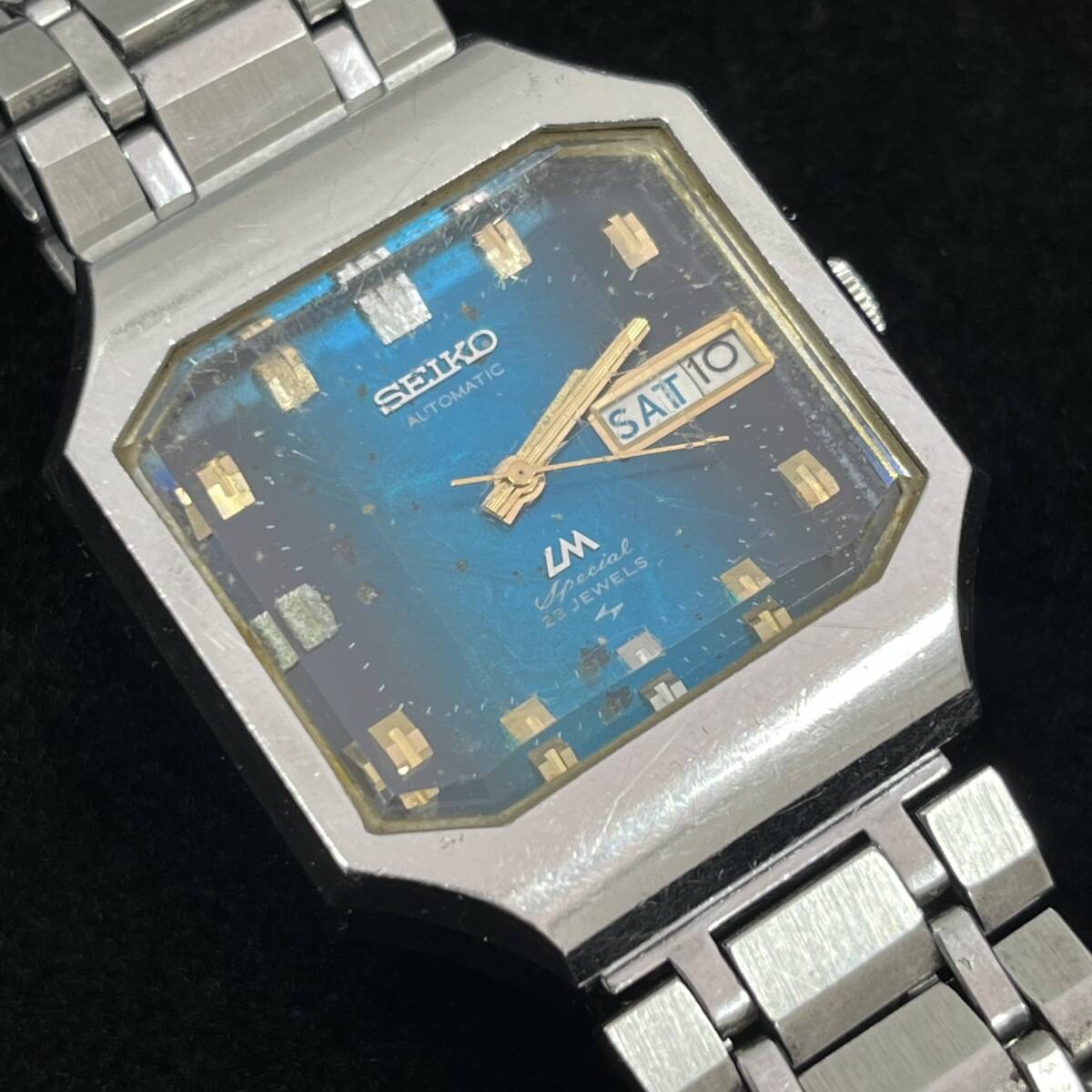 【4709】SEIKO セイコー 5206-5080 ロードマチックスペシャル 自動巻き ブルー系文字盤 ジャンクの画像2