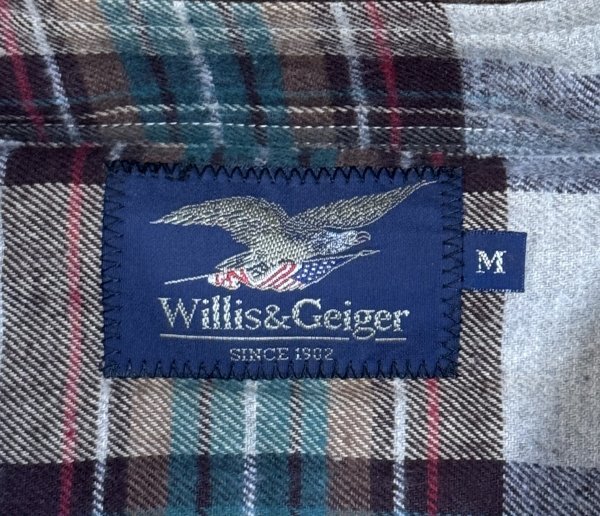 日本製 保管品 Willis＆Geiger ウィリス＆ガイガー チェック柄 襟コーデュロイ 切り替え 長袖 シャツ / 90s_画像4