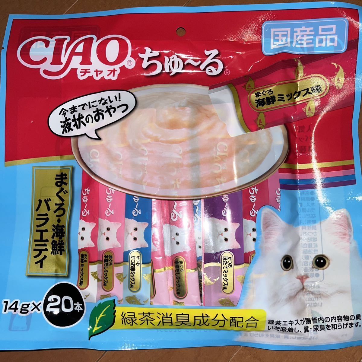 いなば CIAO チャオ ちゅ～る ちゅーる まぐろ・海鮮バラエティ 14g×20本 猫用液状フード 国産品 保存料不使用_画像1