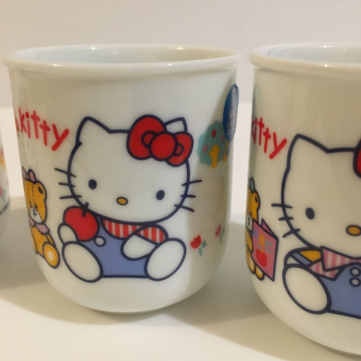 ハローキティ 湯のみ 3個セット 未使用/陶器/金正陶器/サンリオ/SANRIO/キティちゃん/コップ/カップ/湯飲み/レトロ/HELLO KITTYの画像9