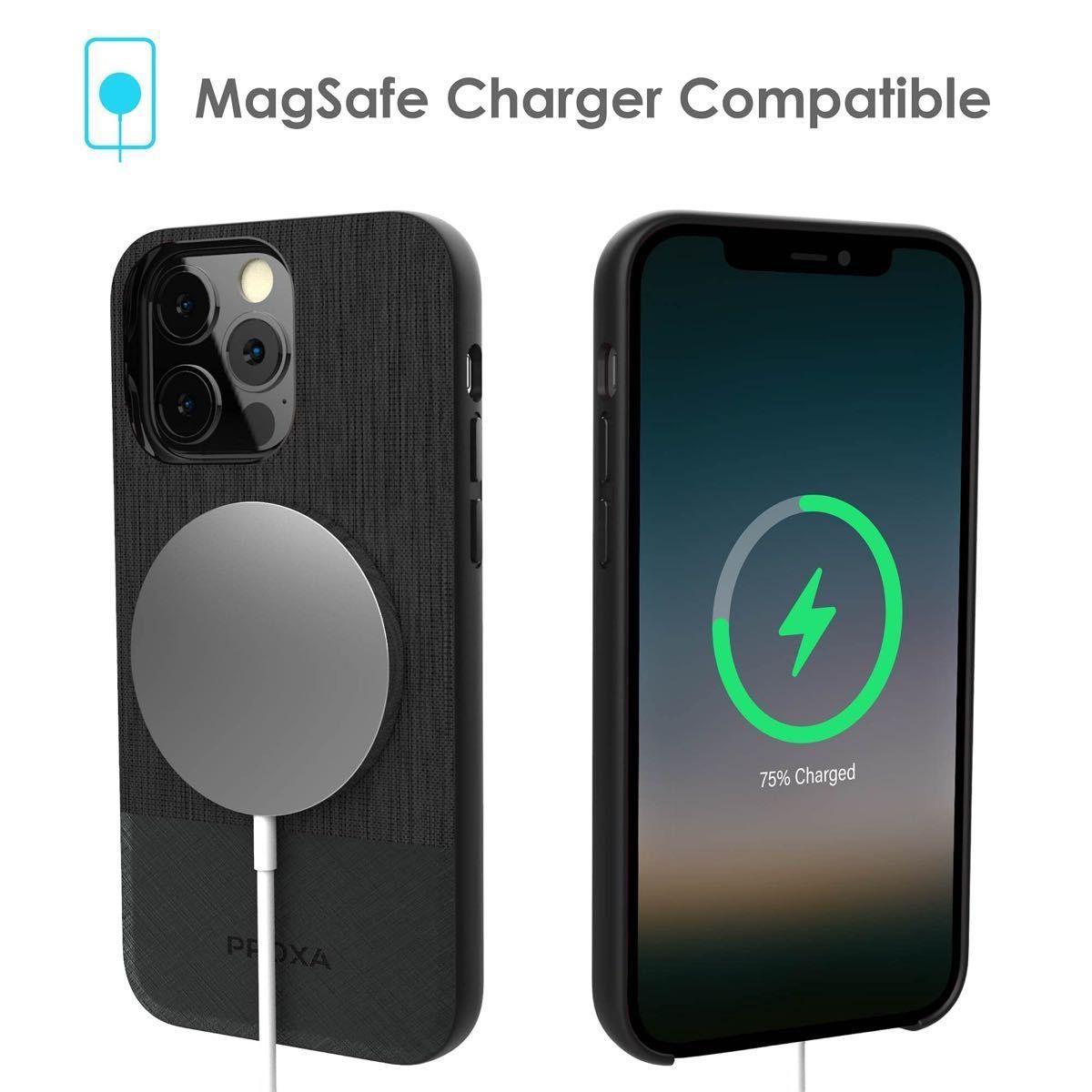 PROXA iPhone 13 用 ケース 6.1インチ 軽量 MagSafe対応 マグネット搭載 指紋防止 全面保護 ブラック