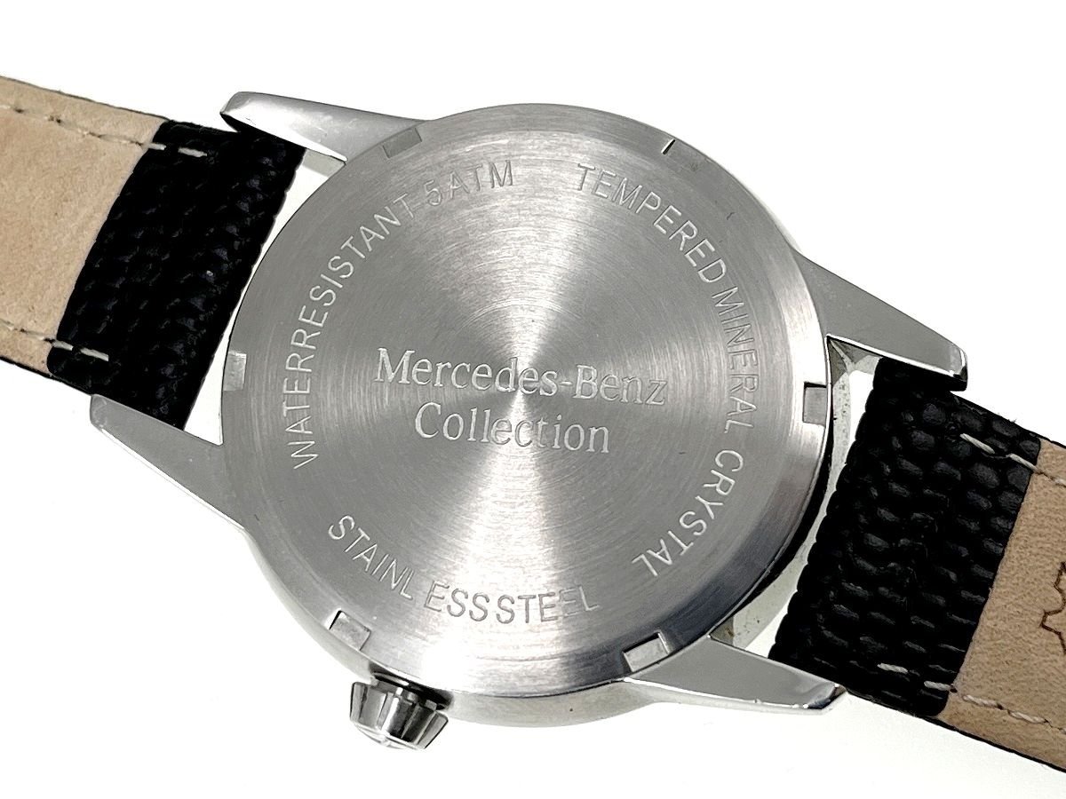 メルセデスベンツ エンブレム 黒文字盤 メンズ腕時計 クォーツ 可動 中古良品[03-3469_画像4