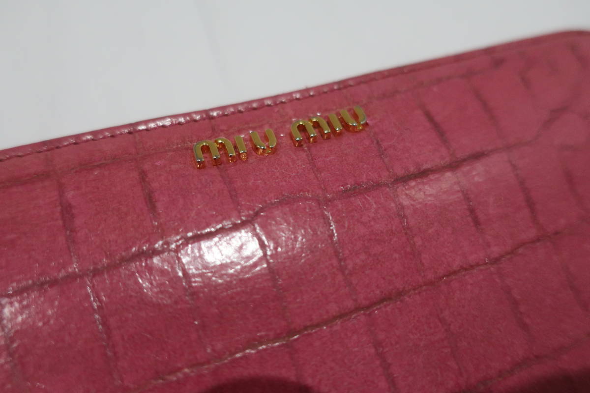 ☆☆同梱不可【S送900円】　4033　miu miu　ミュウミュウ　長財布　ウォレット　パテントレザー　ラウンドファスナー　ピンク_画像3