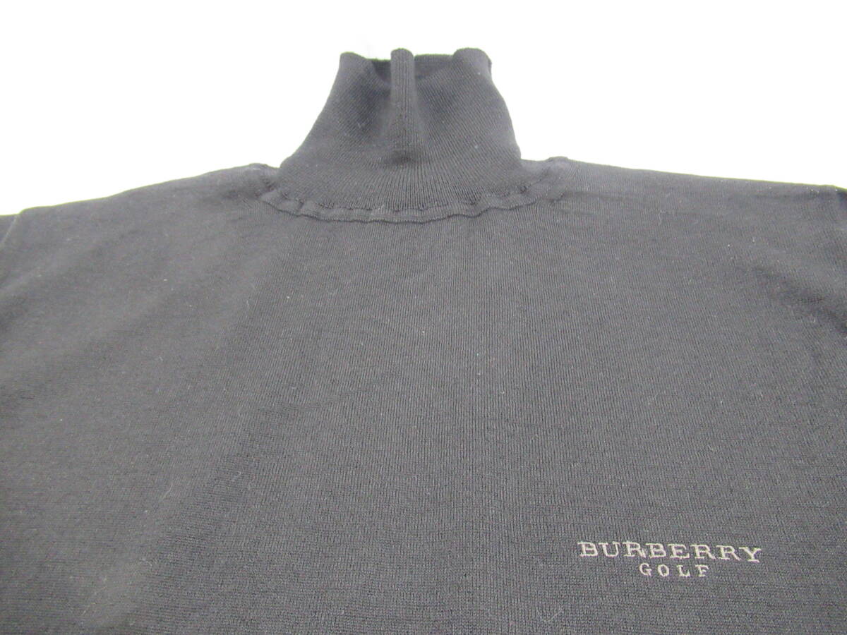 ★【S送900円】1100　Burberrys　バーバリーズ　BURBERRY GOLF　メンズ　ハイネックセーター　黒　MA　羊毛100％　日本製　三陽商会_画像2