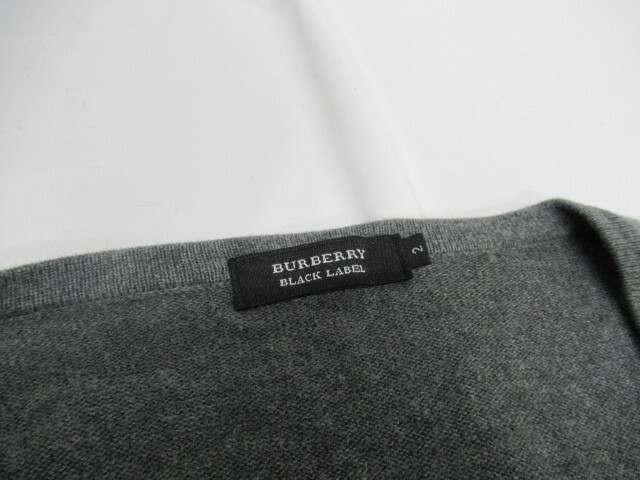 ☆☆【S送900円】266　BURBERRY BLACK LABEL　バーバリー ブラックレーベル　メンズ　Vネックセーター　アーガイル柄　2　綿100%　三陽商会_画像3