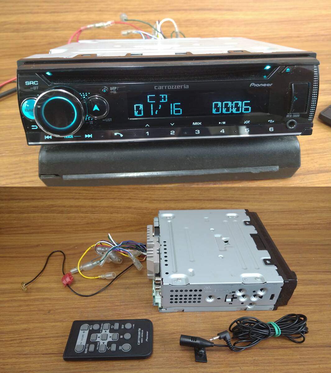 DEH-5600 1DIN　carrozzeria CDプレーヤー　ラジオ USB Bluetooth リモコン マイク付　_画像1